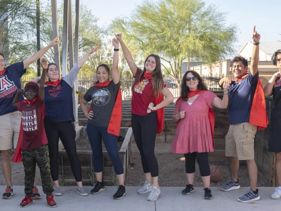 Sabrina Plattner (third from right), senior health educator at the Zuckerman College of Public Health, has dedicated her career to promoting programs that foster healthy lifestyle principles for eating and exercise to reduce childhood obesity.