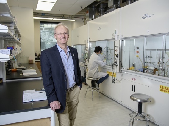 College of Pharmacy Dean Rick Schnellmann, PhD, stands in new chemistry laboratory in the Skaggs building.