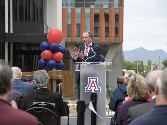 University of Arizona Senior Vice President for Health Sciences, Michael D. Dake, MD, speaks about the future of drug discovery with the opening of new Skaggs chemistry and biology laboratories. 