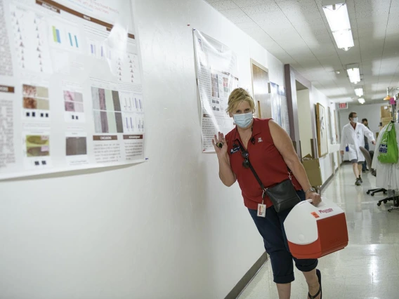 After the sample is collected, it is stored with other samples in a cooler to be taken to a lab at the University of Arizona Health Sciences. Students receive their results within two hours. 