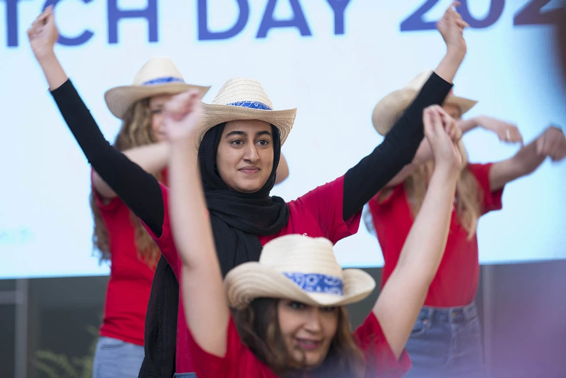 Faculty, staff and medical students surprise the 2022 medical class with a dance before the start of the UArizona College of Medicine – Phoenix Match Day 2022 event.