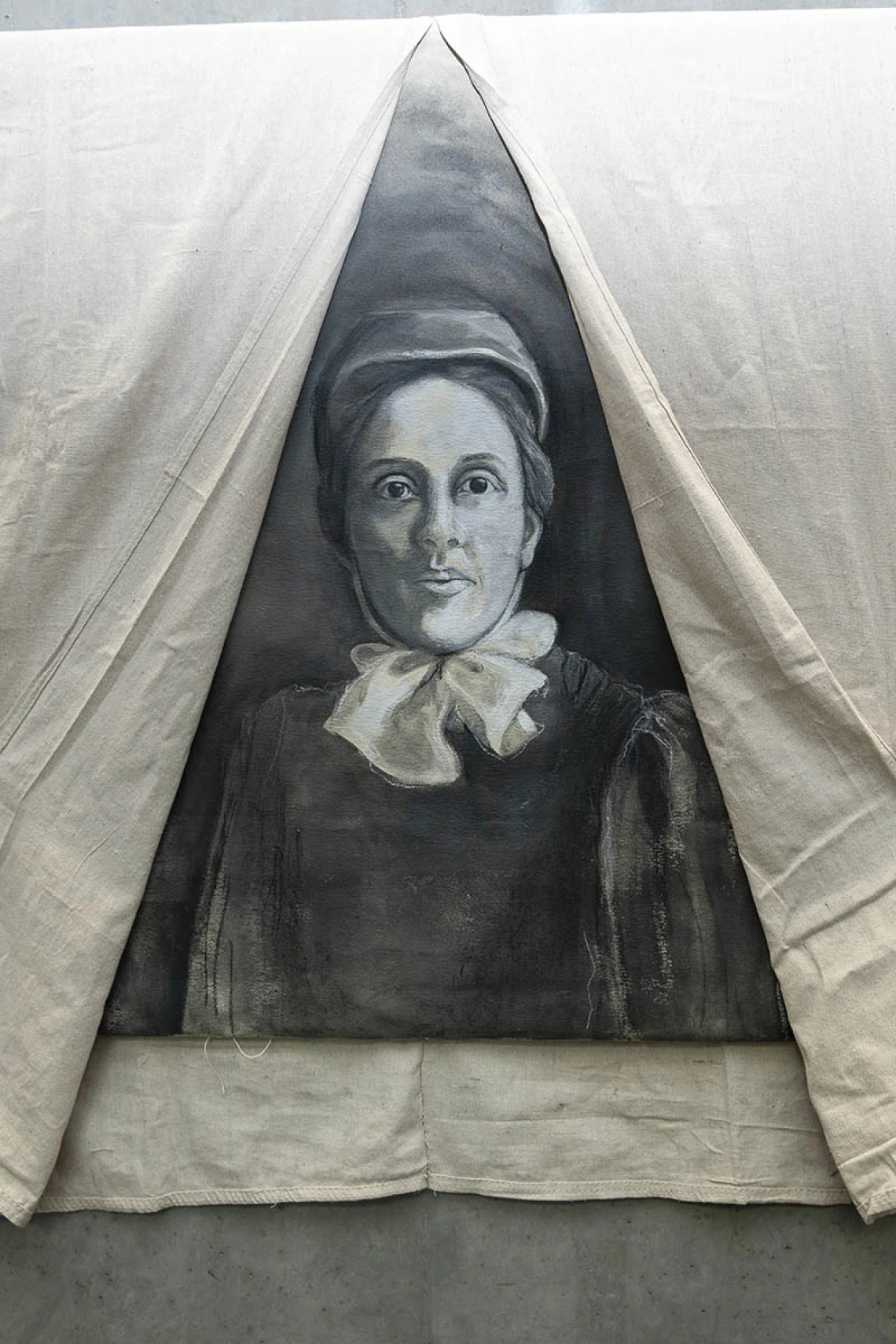 Lulu Clifton (1869-1959) — Lulu Clifton moved to Phoenix in the early 1900s from Nebraska because the dry climate was thought to be good for tuberculosis, which she had contracted. Like many who came to Arizona for this reason, Clifton lived in a tent because there were not enough facilities to house them all. After she recovered, she raised money to build a hospital, which grew and evolved over the decades becoming Banner – University Medical Center Phoenix. (Acrylics, charcoal and pastel on canvas and woo