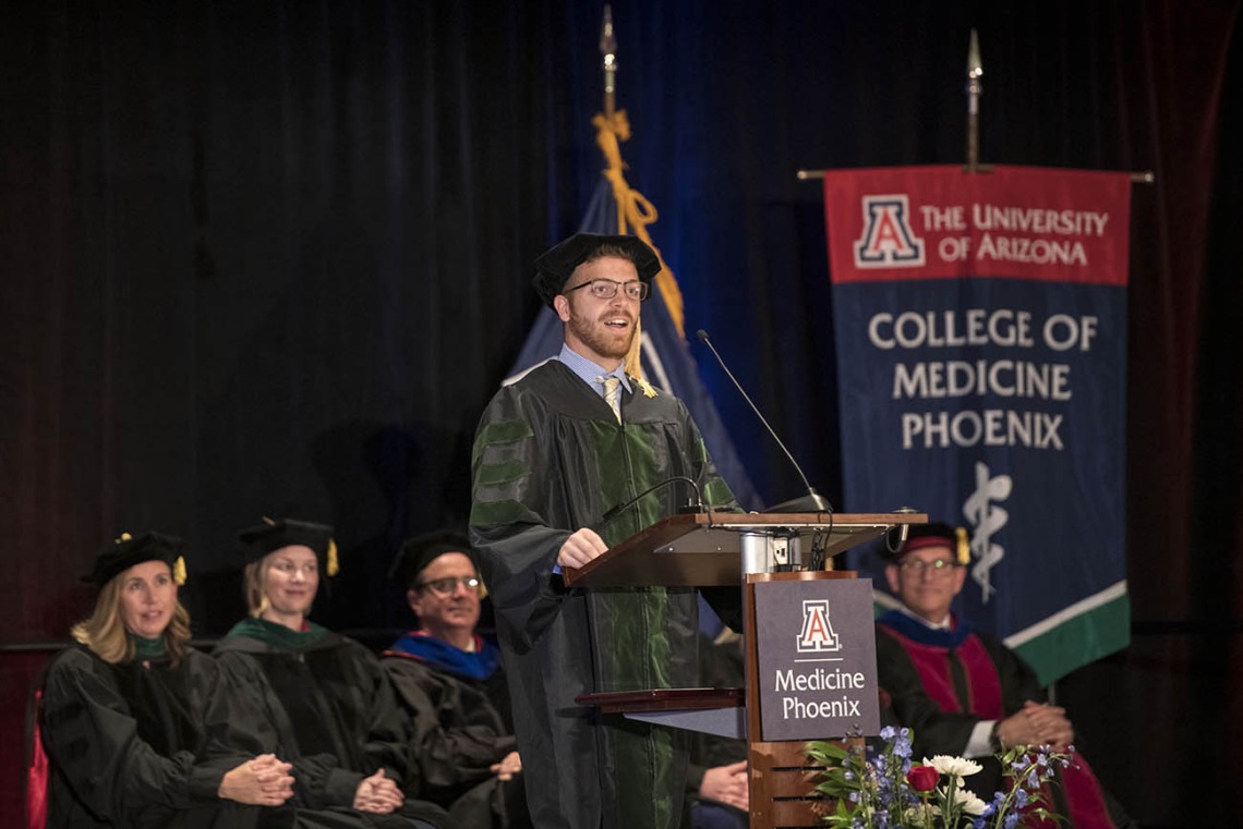 Luke Wohlford, MD, was selected by his peers to give the class of 2022 student address during College of Medicine – Phoenix commencement at the Phoenix Convention Center.