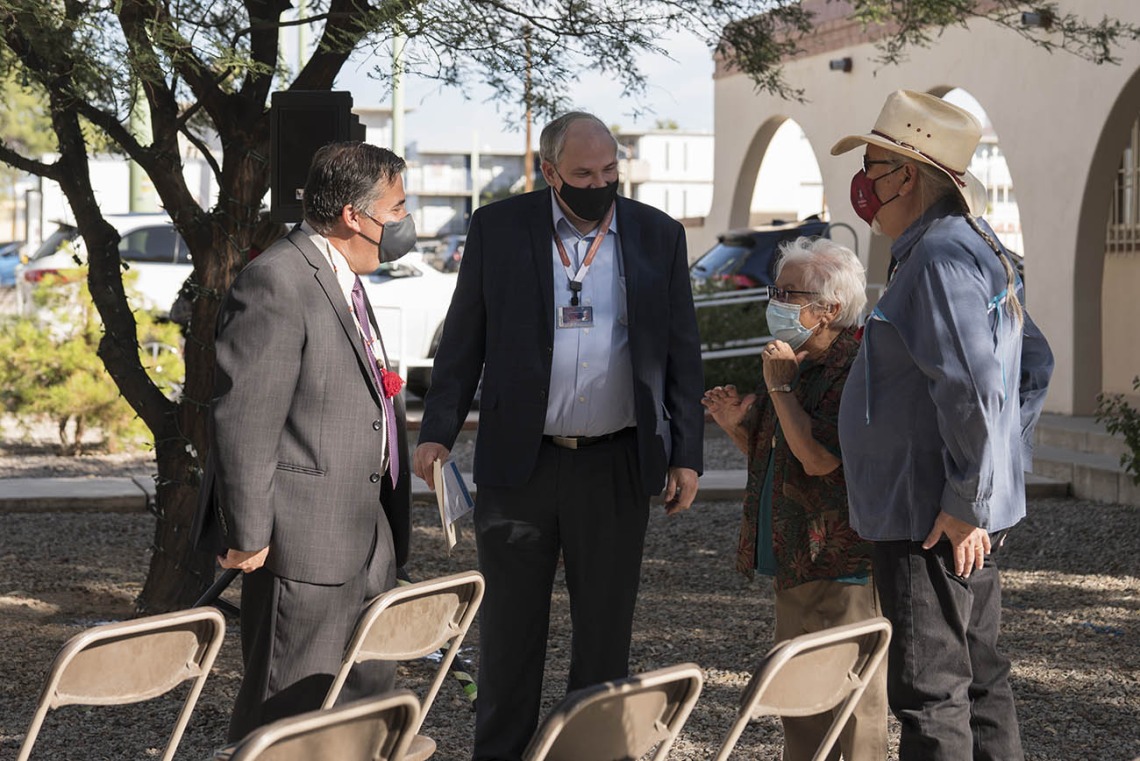 Attendees visit after the ceremony celebrating the renaming of the Native American Research and Training Center to the Wassaja Carlos Montezuma Center for Native American Health.