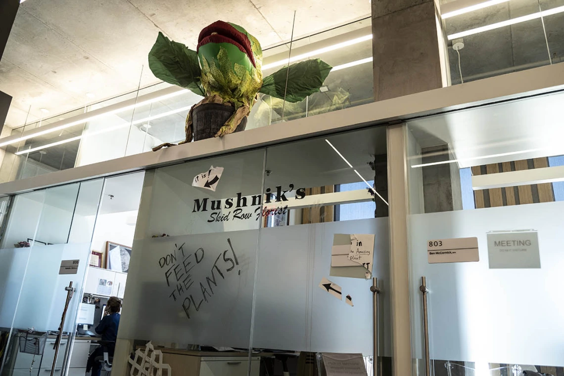 Amongst all the blood and gore, this little musical interlude is a welcome sight – or is it? Audrey II from the “Little Shop of Horrors” sprouted up in the Interprofessional Clinical and Professional Skills Center on the eighth floor of the Health Sciences Innovation Building. Remember, don’t feed the plants!