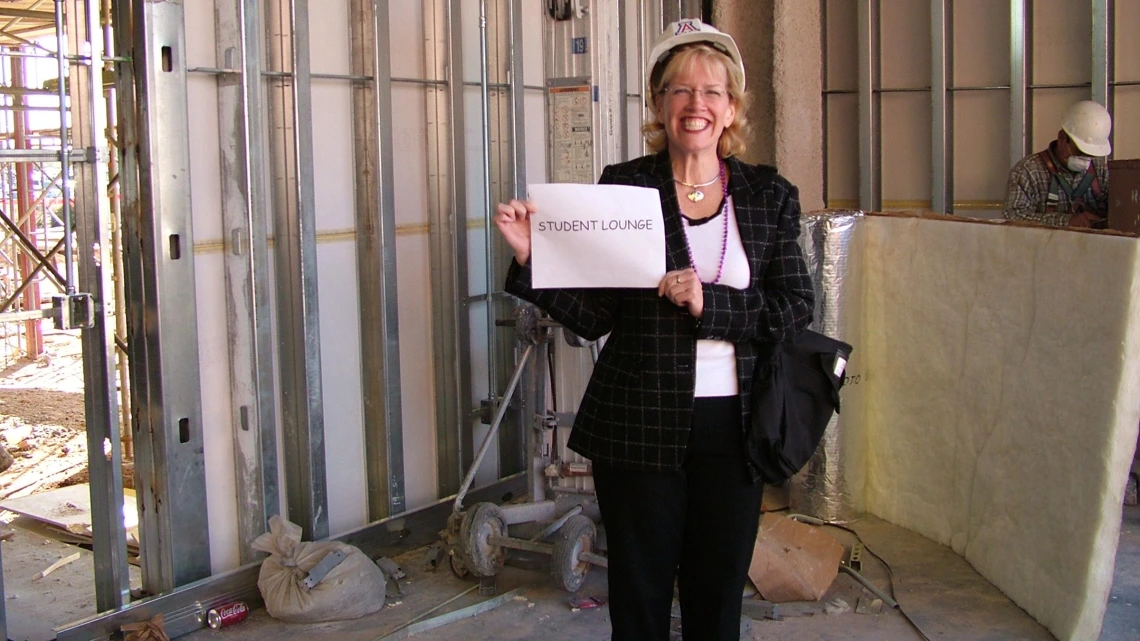 Chris Tisch takes a tour of Roy P. Drachman Hall under construction in 2005. Tisch is one of a small number of staff who have been with the Mel and Enid Zuckerman College of Public Health since its inception in 2000.