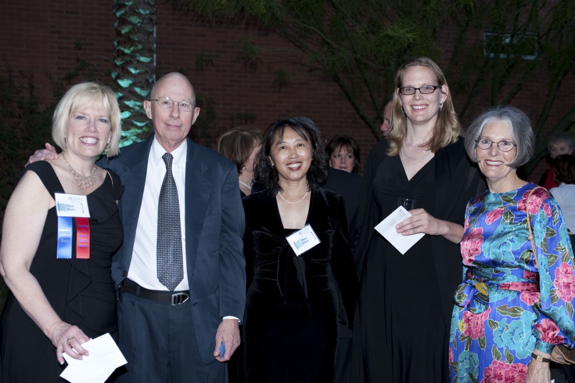 The 10th Anniversary Gala of the Mel and Enid Zuckerman College of Public Health on April 9, 2010. Pictured from left: Chris Tisch; Kent Campbell, MD, MPH; Zhao Chen, PhD, MPH; Kacey Ernst, PhD, MPH; Liz Campbell.