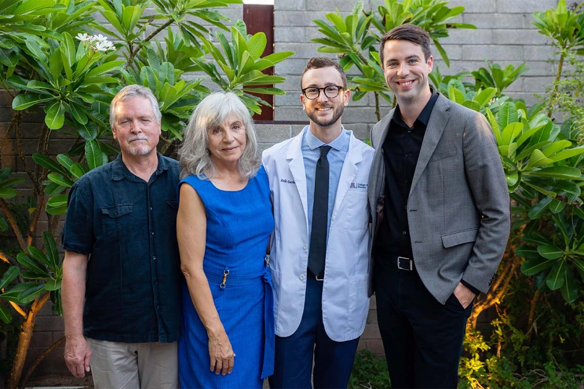 Erik Garber, second from right, with his family after the white coat ceremony.