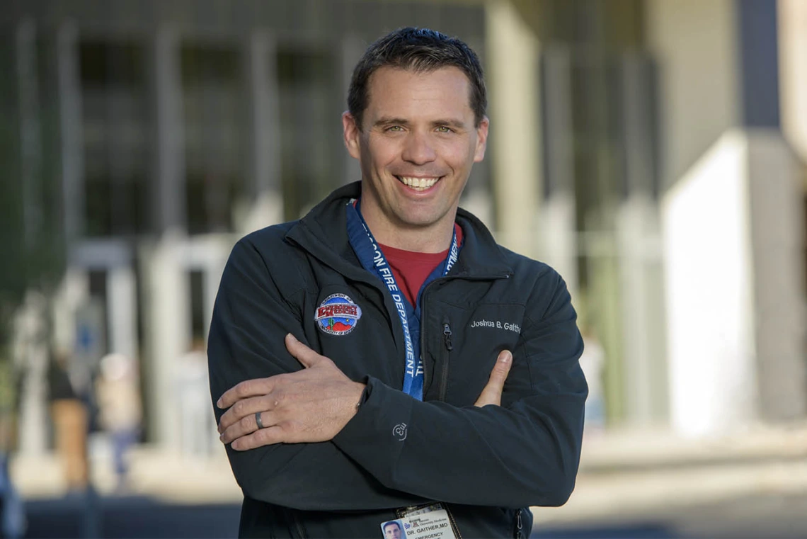 Emergency medicine physician Joshua B. Gaither, MD, is leading the AZ READI pilot project, which was funded by a three-year, $750,000 supplement to the UArizona Center for Rural Health at the Mel and Enid Zuckerman College of Public Health’s Health Resources and Services Administration Rural Hospital Flexibility Program grant.