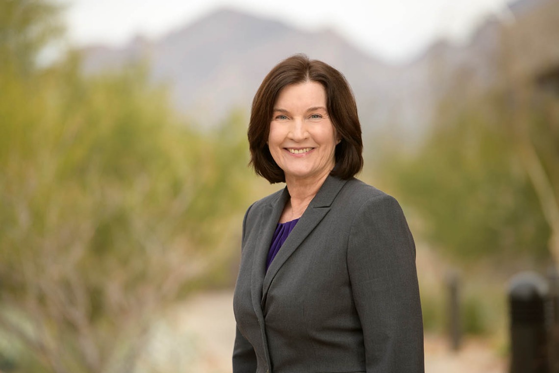 The American Psychosocial Oncology Society honored UArizona College of Nursing Professor Terry Badger, PhD, RN, with the Jimmie Holland Lifetime Achievement Award during the 2021 APOS Virtual Conference on March 12. (Photo: University of Arizona Health Sciences/Kris Hanning)