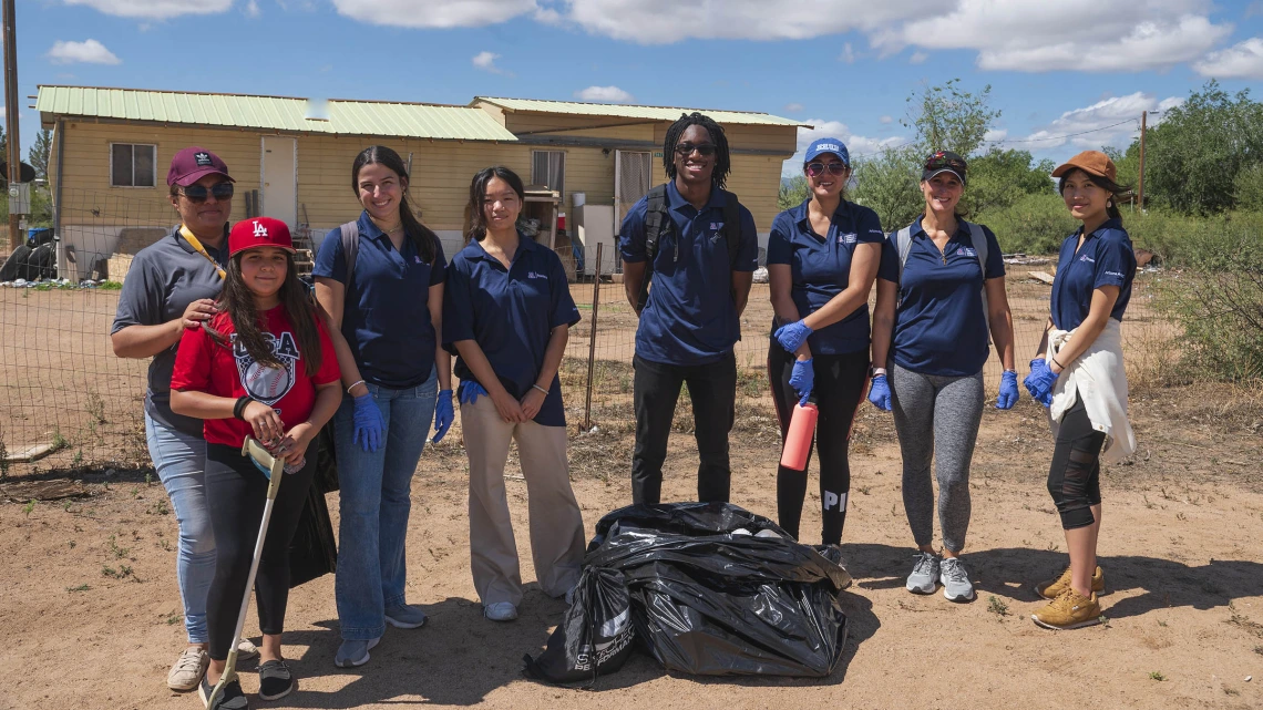 Students take part in a clean-up activity in Willcox, Arizona.