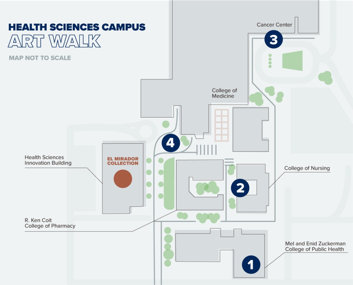 Take a walking tour of the Health Sciences campus and take in the varied art.