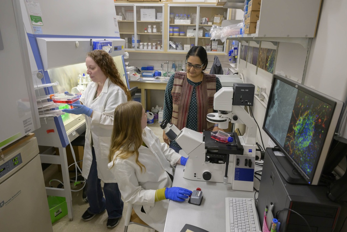 three women working in a University of Arizona Health Sciences research laboratory
