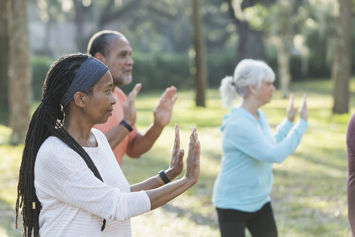 Older folks practicing Ti Chi