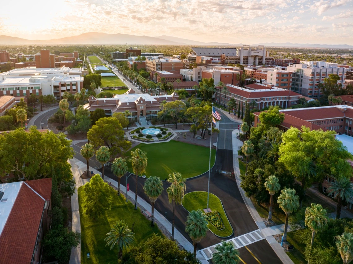 wide angle view of University of Arizona campus