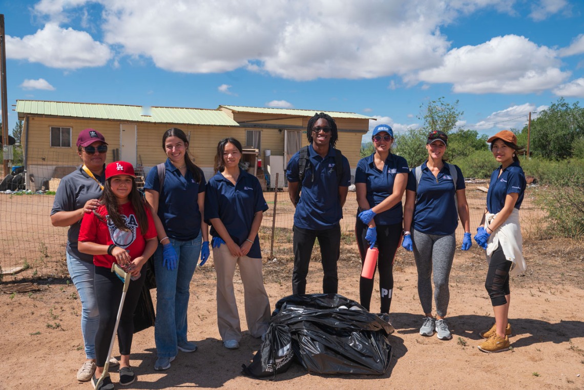 Zvavamwe and his fellow FRONTERA/BLAISER participants at the community clean-up event near Wilcox, AZ.
