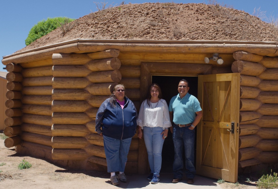 Michelle Kahn-John (middle) with Ms. Berdie Johnson (left), a Fort Defiance community member and advocate for the promotion and preservation of Diné culture, and Anderson Hoskie (right), Medicine Man/Chanter who conducted the ceremonies.