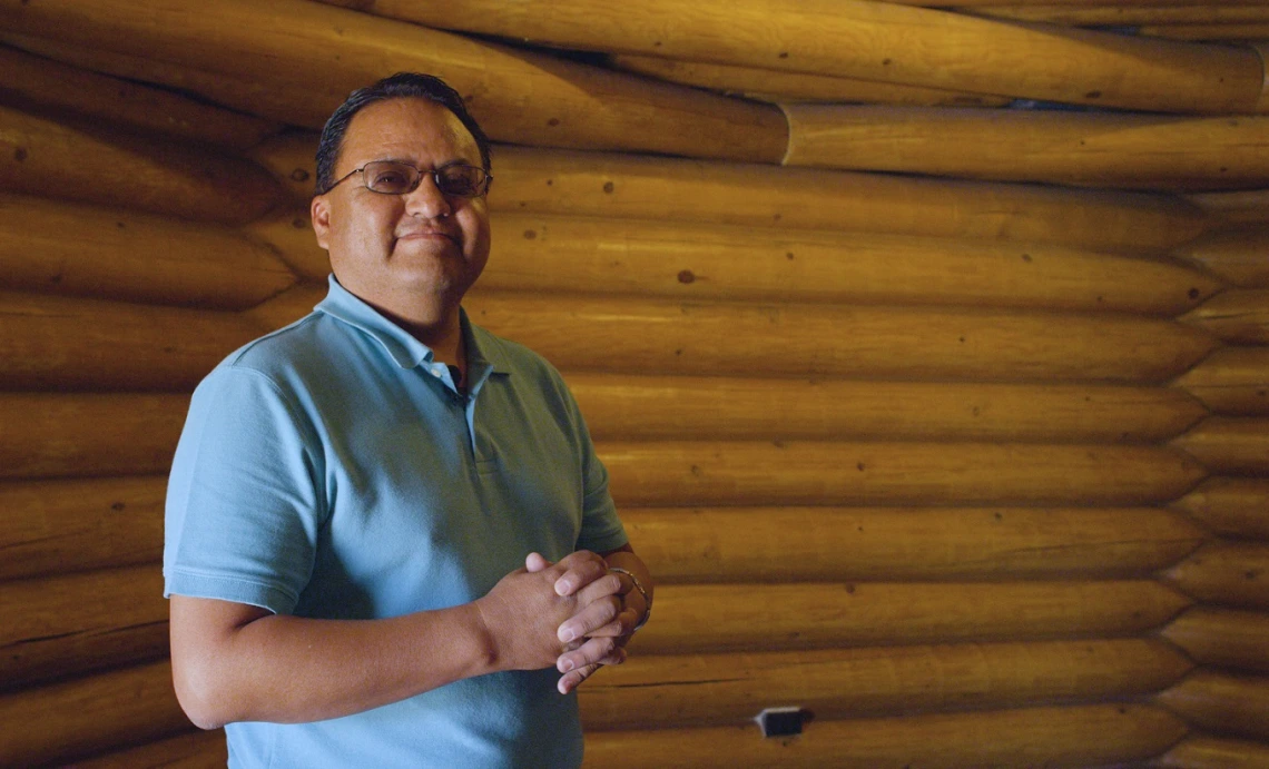 Mr. Anderson Hoskie, Medicine Man/Chanter in the Hogan - a Diné traditional structure - where healing ceremonies are conducted.