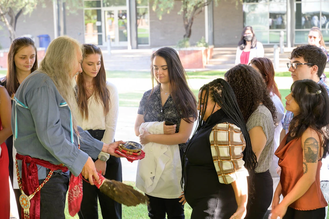 Carlos Gonzales, MD, has been presiding over the College of Medicine – Tucson’s annual Tree Blessing Ceremony for more than 10 years. 