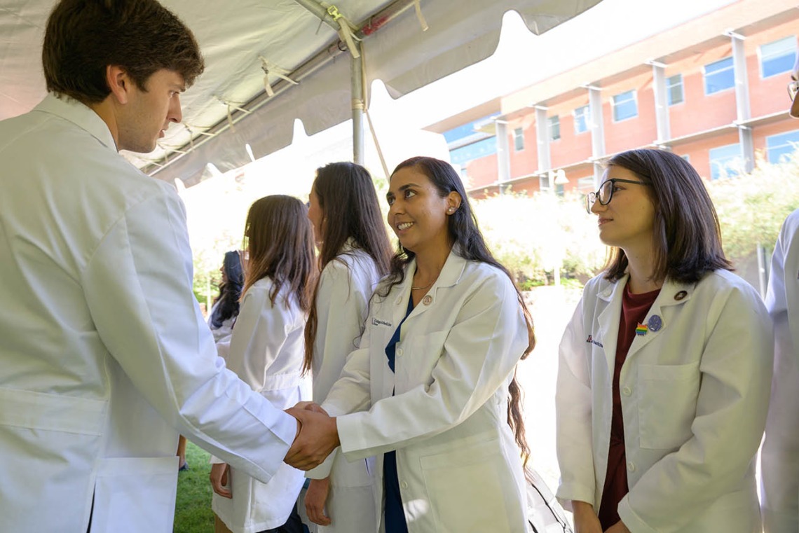 The conclusion of the College of Medicine – Tucson’s Tree Blessing Ceremony involves participants thanking each other for taking part in the event.