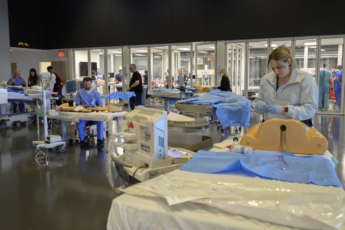 UArizona Doctor of Nursing Practice students take part in a clinical immersion session at the Arizona Simulation Technology and Education Center.