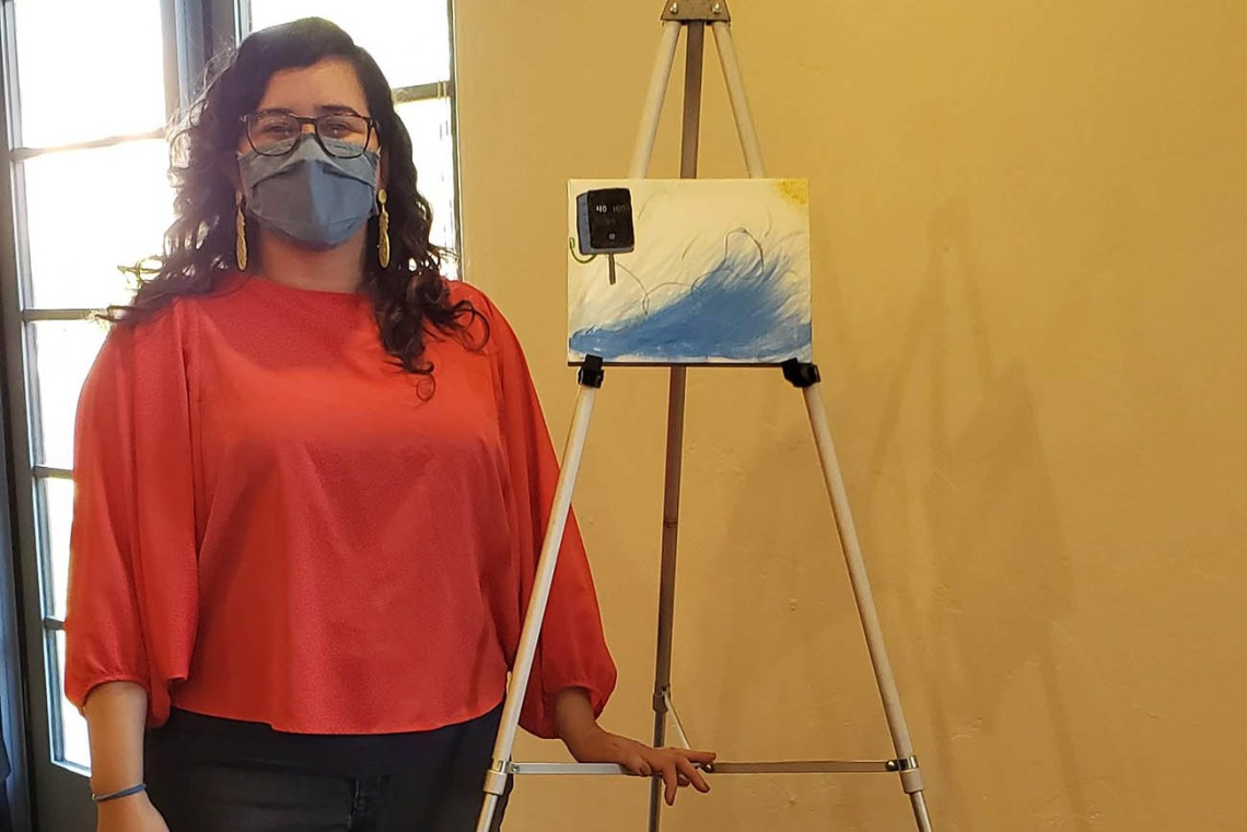 Connie Herrera, MD, said her painting, "Flow," was inspired by a patient. "The experience is not unlike many others, but I had not had a patient be so concerned about the force of the oxygen like this patient was. The thought of flow and oxygen were what inspired this painting."