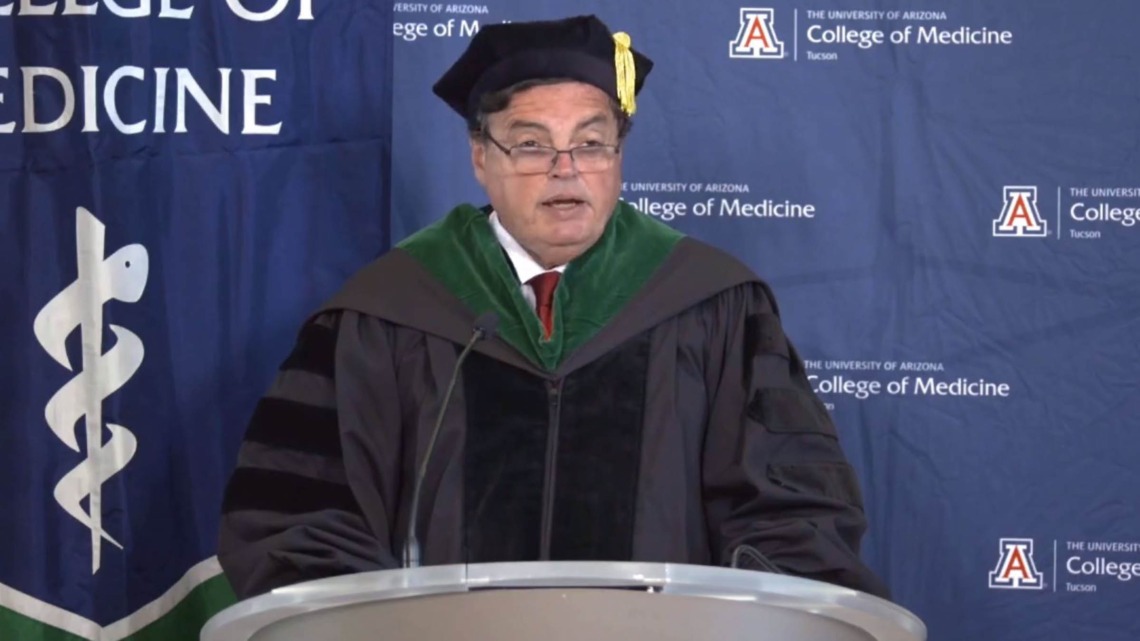 UArizona College of Medicine – Tucson Dean Michael M.I. Abecassis, MD, MBA, presided virtually during the 2020 College of Medicine – Tucson convocation ceremony.