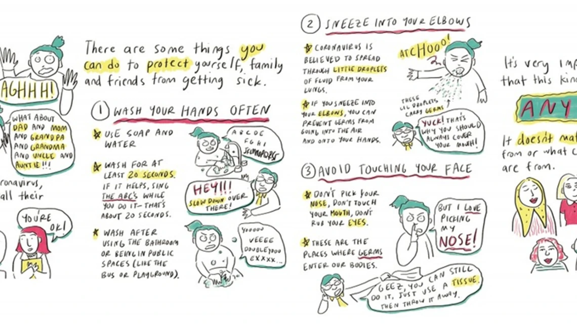 The toolkit for parents includes a comic book to help explain the virus to children.