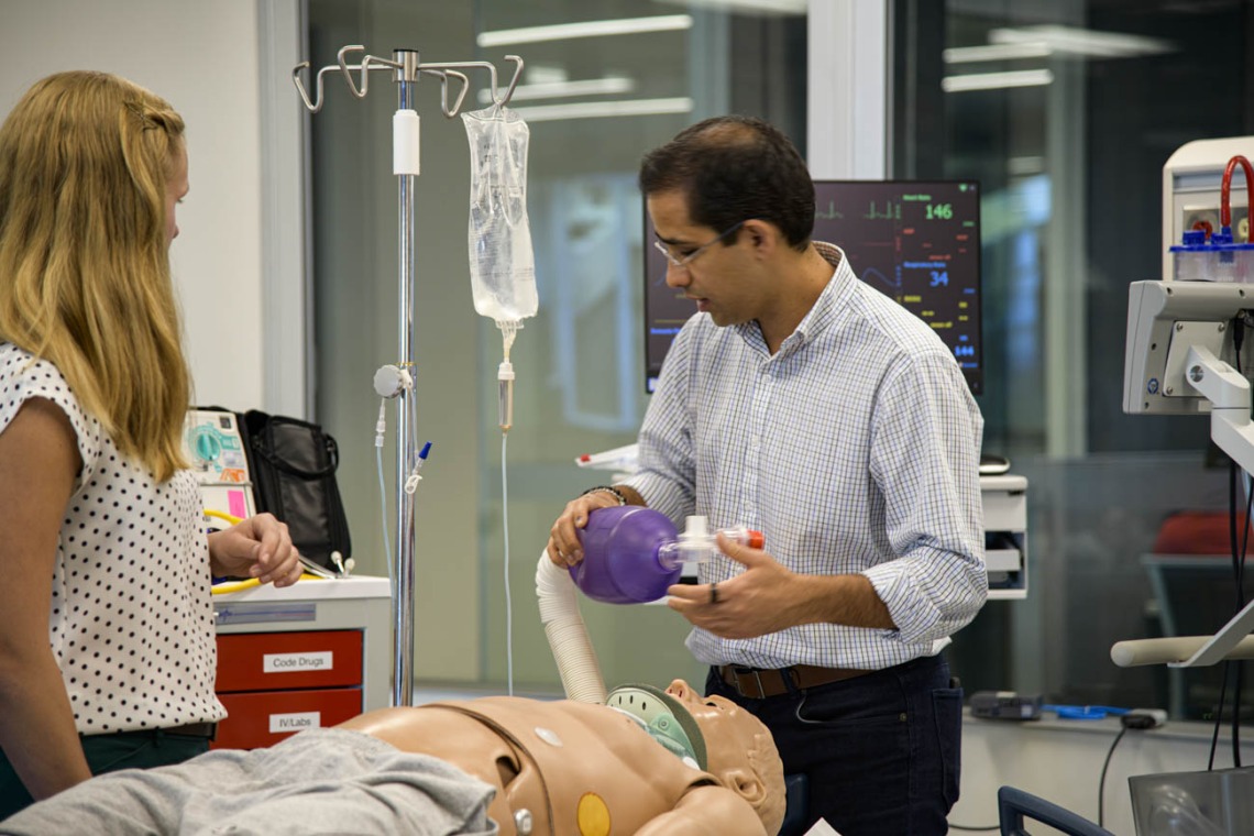 Inside the ASTEC simulation space, students practice with all the equipment they would see in a hospital.