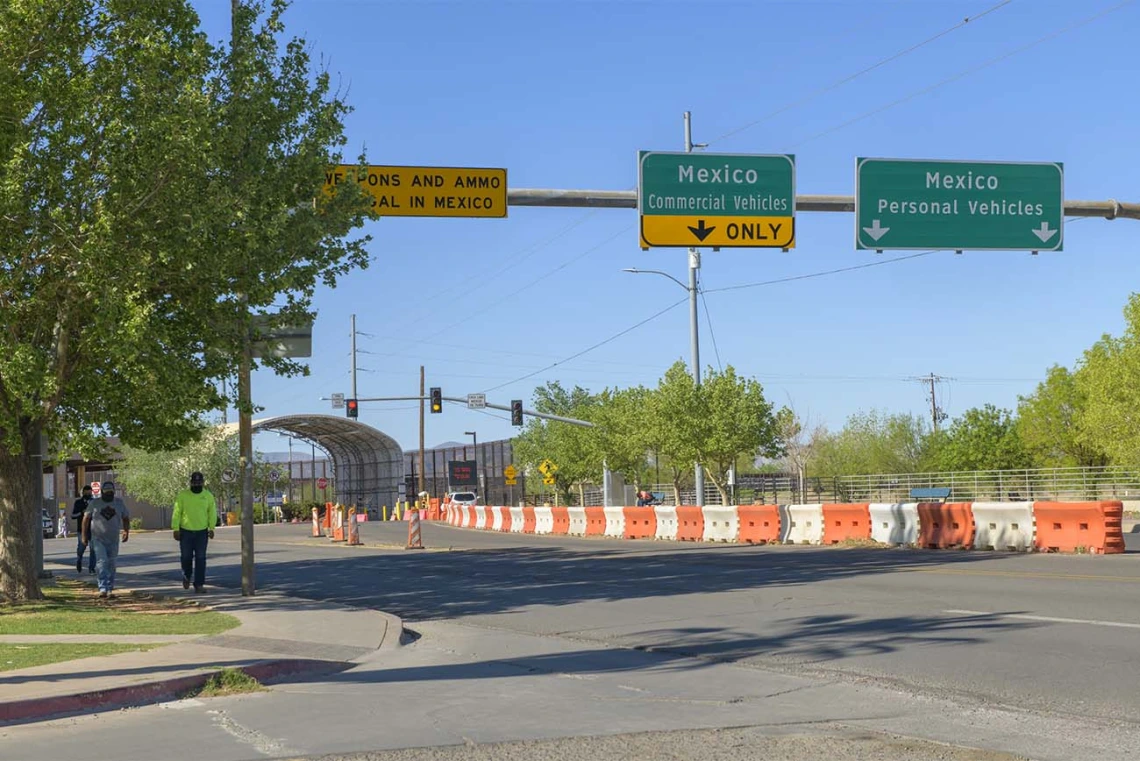 The Mexico port of entry at the U.S. border in Douglas, Arizona. Across the border is Agua Prieta, Sonora, a town of about 70,000 people who are largely agriculture and factory assembly workers.