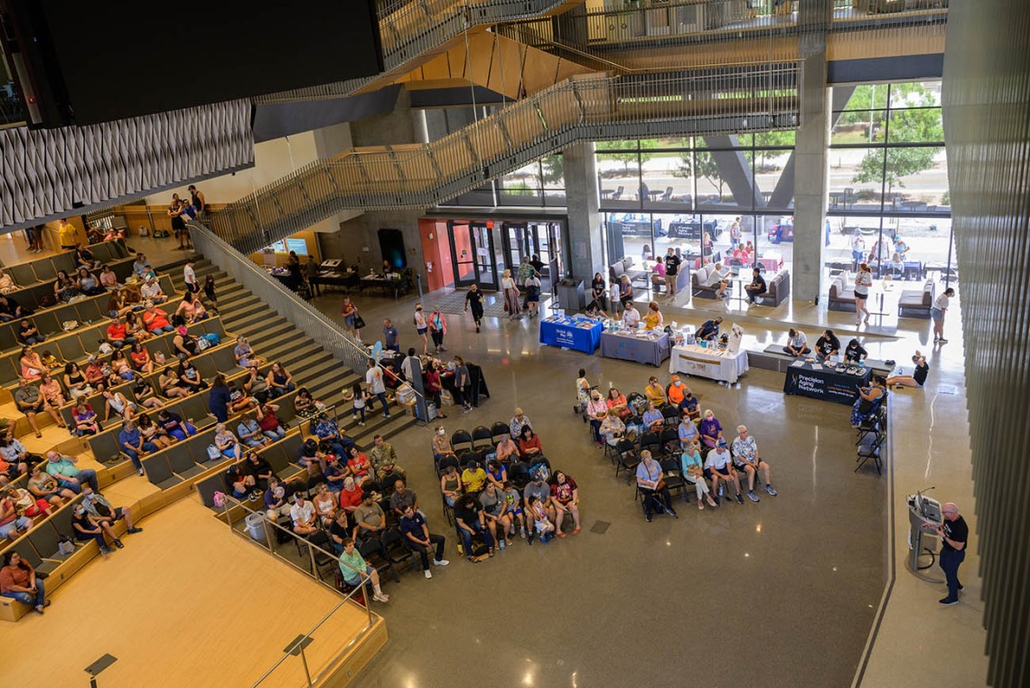 The inaugural Feast for Your Brain event sponsored by the Mel and Enid Zuckerman College of Public Health and the Precision Aging Network featured several UArizona Health Sciences speakers, 23 information tables and various music, dance and tai chi demonstrations. 