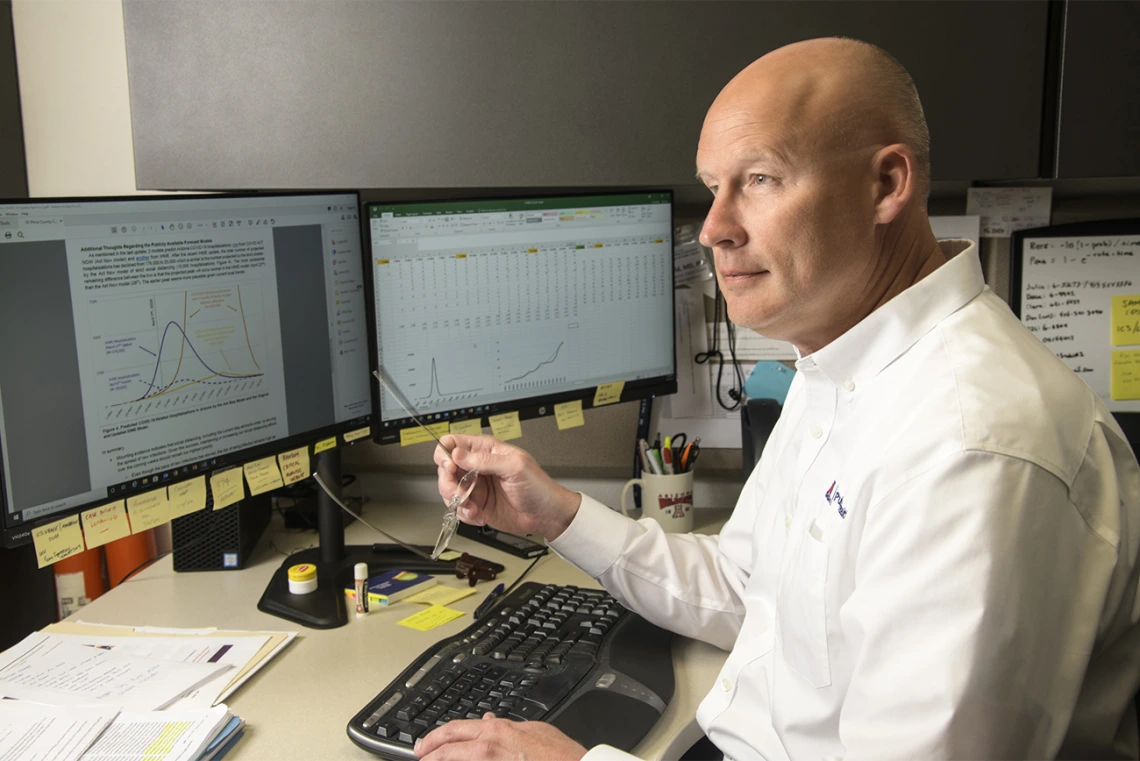 Research and disease spread modeling conducted in March and April by Joe Gerald, MD, PhD, associate professor and program director at the Mel and Enid Zuckerman College of Public Health, helped shape decisions for Arizona policy makers during the COVID-19 pandemic.