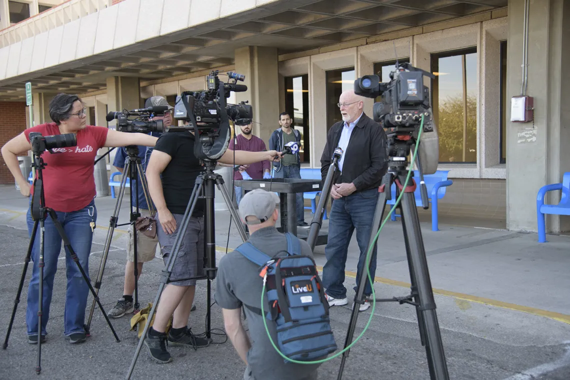 David T. Harris, PhD, discusses his work to create and deliver COVID-19 sample collection kits with three local new stations.