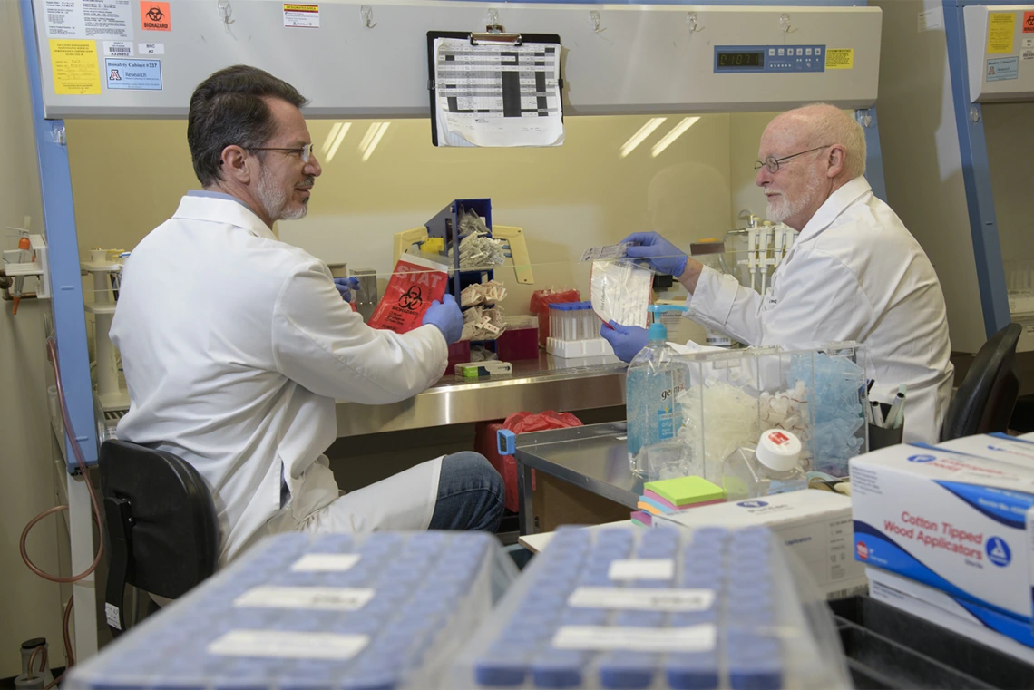 Michael Badowski, PhD, and David Harris, PhD, led the efforts alongside research and laboratory technicians to produce and deliver thousands of COVID-19 specimen collection kits to health care facilities throughout Arizona starting in March.