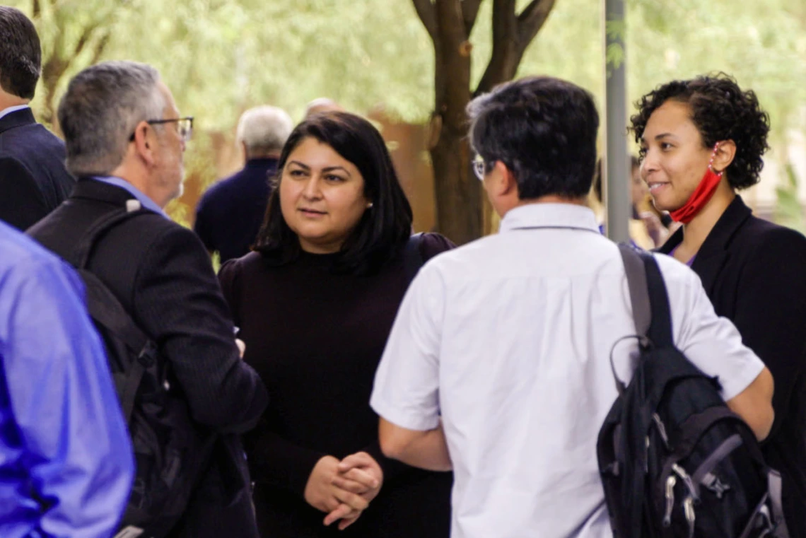 HealthTech Connect attendees network after the program, sharing ideas and making connections during the inaugural meeting.