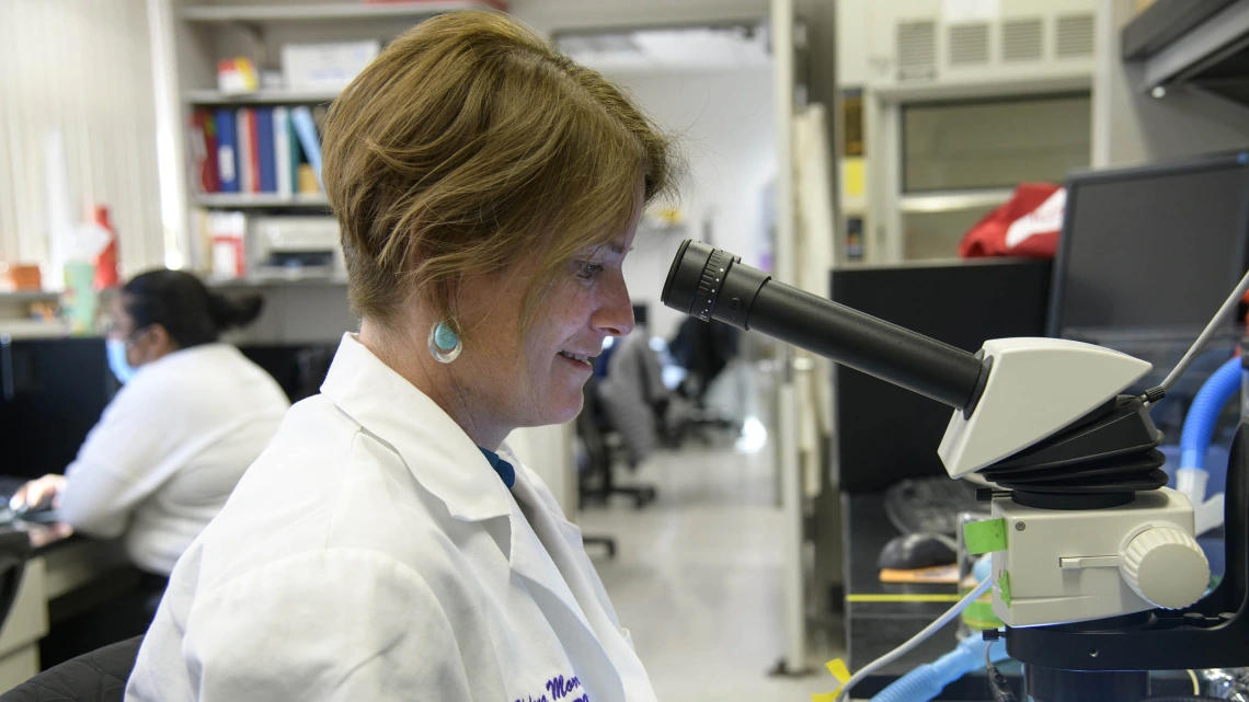 Helena Morrison, PhD, RN, associate professor at the College of Nursing, is passionate about keeping girls and young women interested in science, capturing their interest with pipe cleaner crafts at the Tucson Festival of Books. 