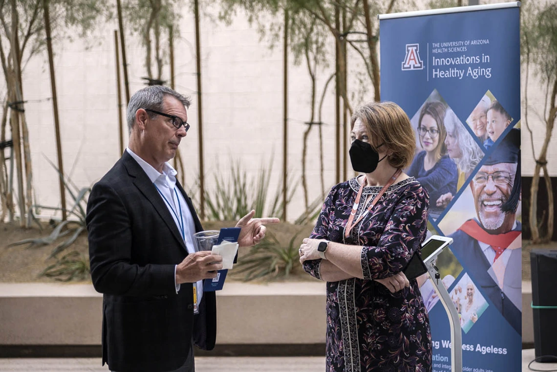 Craig Woods, director of infectious disease and biosecurity projects at Arizona State University, with Annisa Westcott, senior program manager for Innovations in Healthy Aging. 