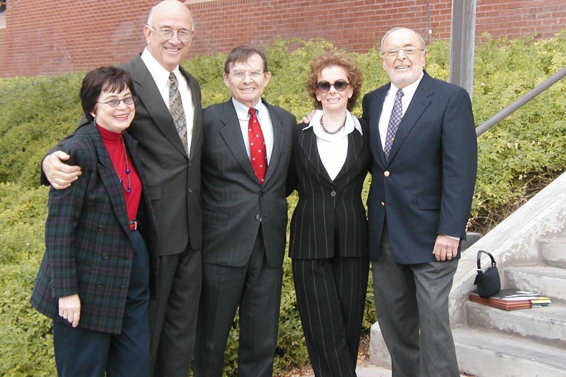 The college is officially named the Mel and Enid Zuckerman College of Public Health in 2002. Pictured from left: Dean G. Marie Swanson, PhD, MPH; Tucson Mayor Bob Walkup; University of Arizona President Peter Likins, PhD; Enid Zuckerman; Mel Zuckerman.