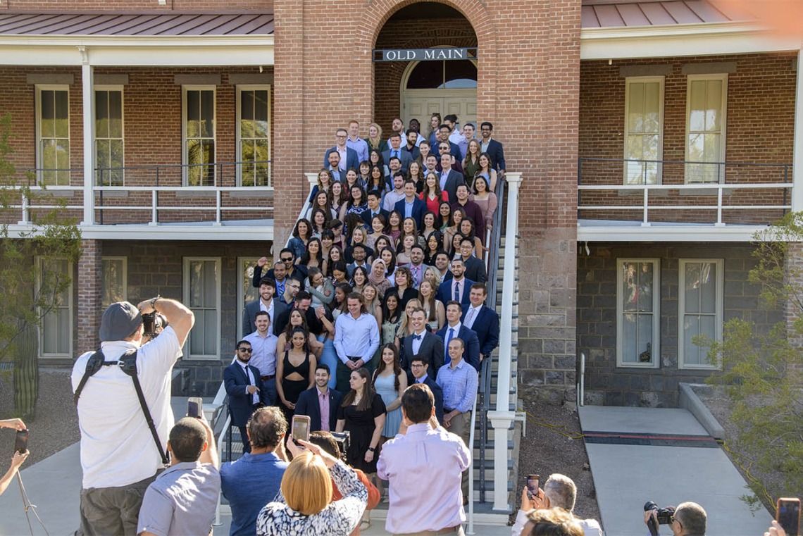 The University of Arizona College of Medicine – Tucson class of 2022 gathers for a group photo before they find out where their residencies will be during their Match Day event.