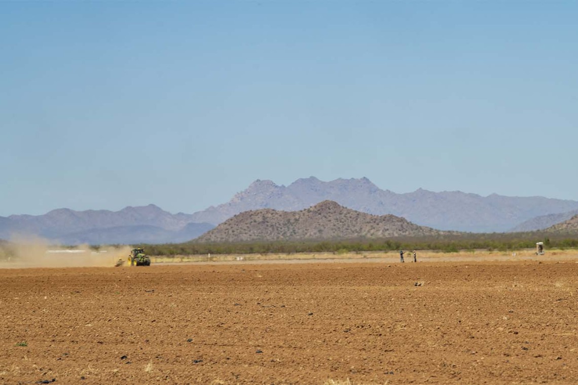 Fields being prepared for planting near the community center in Aguila, Arizona, an agricultural community west of Phoenix in Maricopa County with a population that’s more than 98% Hispanic/LatinX.