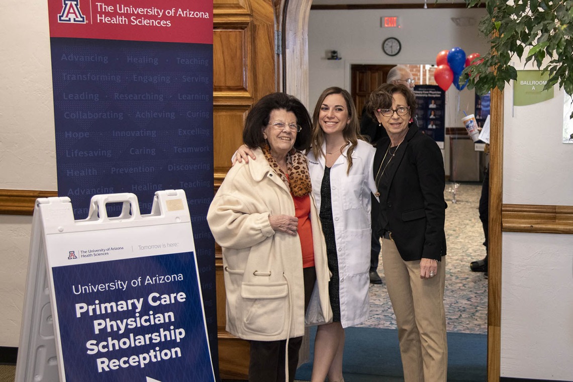 Primary Care Physician scholarship recipient Gabrielle Milillo, center, poses for a photo with her grandmother, left, and mother, right, before the scholarship awards reception. 