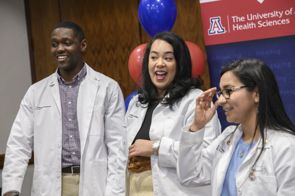 Primary Care Physician scholarship recipients Caylan Moore, Kaloni Philipp and Naiby Rodriguez.