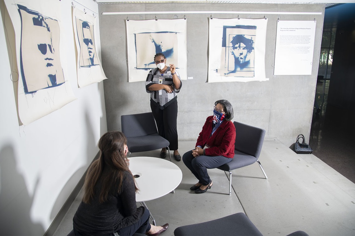 This cozy nook in the Health Sciences Education Building on the Phoenix Biomedical Campus doubles as an art exhibitions space. 