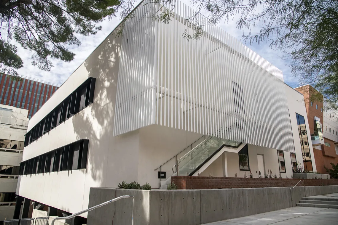 The exterior of the newly expanded Skaggs Center, which is home to new chemistry and biology laboratories and will support drug discovery research.