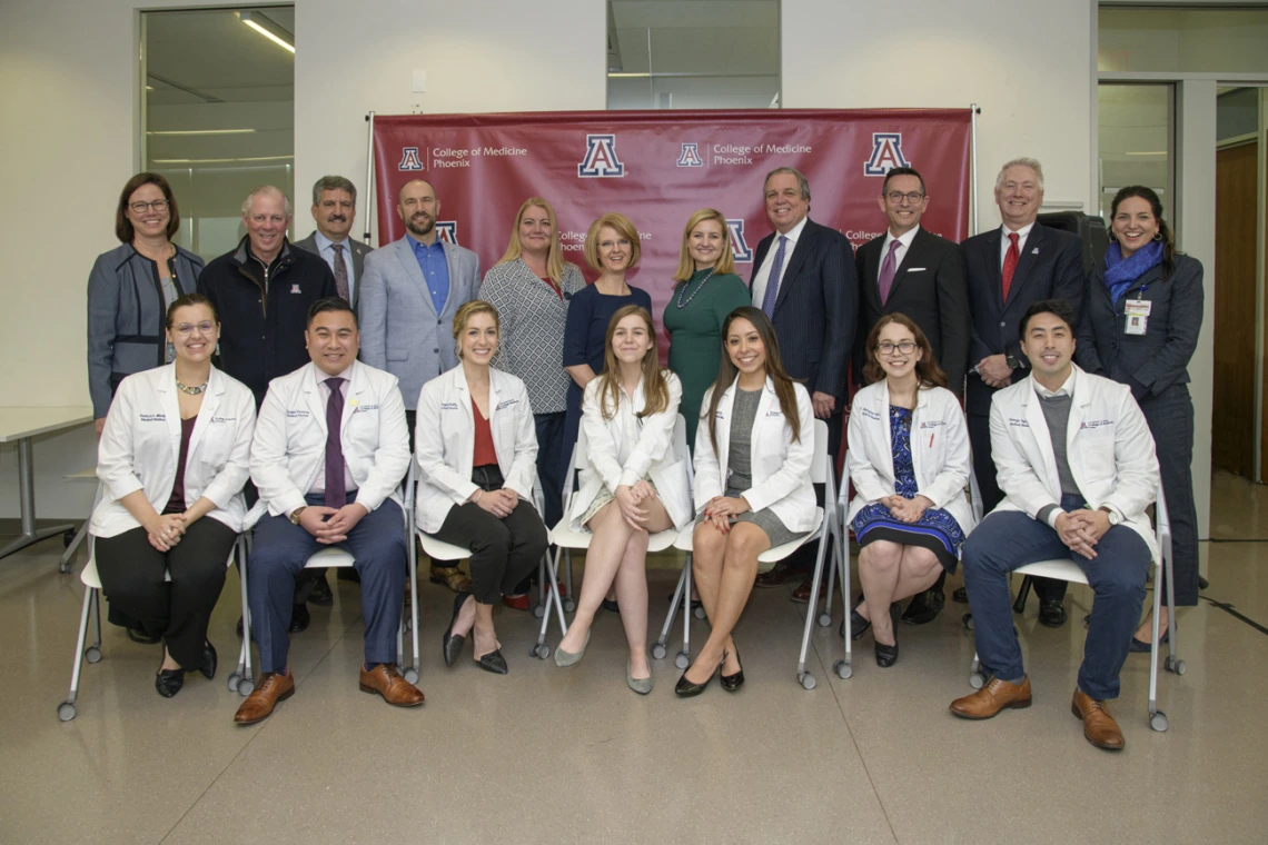 The College of Medicine – Phoenix recipients of the first Primary Care Physician scholarship celebrated their awards at a reception in January. These medical students have committed to practicing a primary care profession in Arizona after they graduate, helping to reduce the shortage of such care in underserved urban and rural communities across the state.