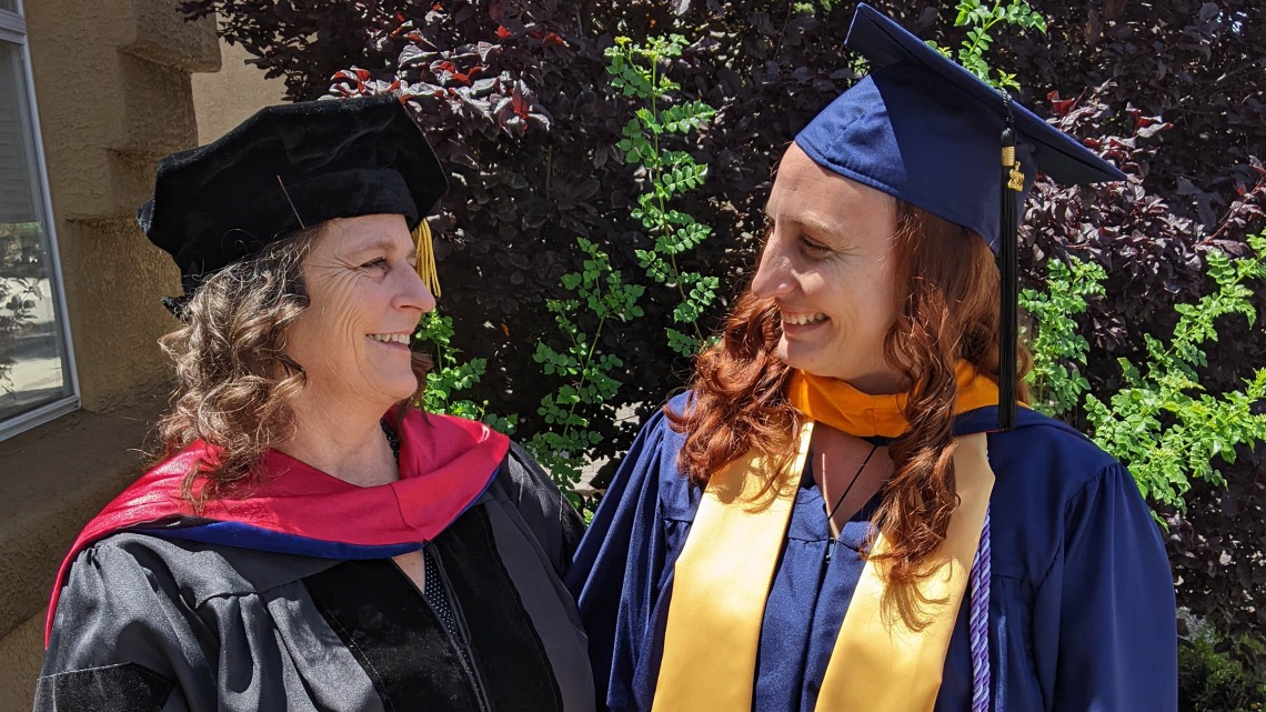Assistant Clinical Professor Lorre Laws, PhD, and her daughter Katie DiBene, who graduated from the College of Nursing’s Master of Science for Entry into the Profession of Nursing program.