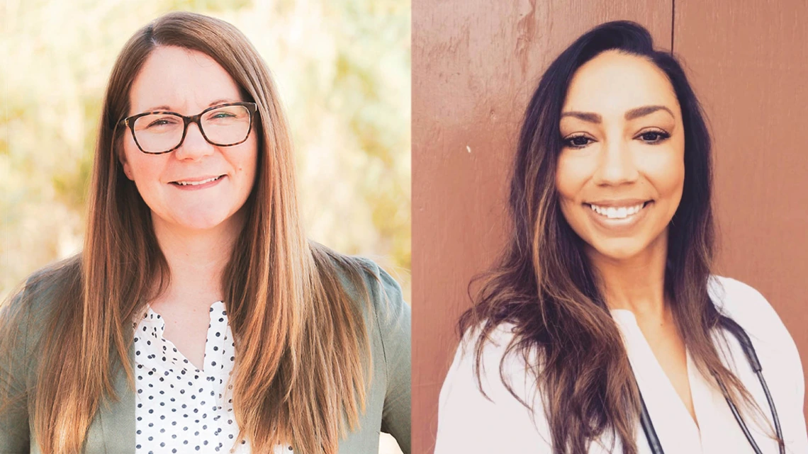 Carrie Ann Langley, PhD, MPH, RN, and DNP student, College of Nursing (left), and Zhanette Coffee, MSN, FNP-C, APRN, BSN, RN, PHN, and second-year PhD student, College of Nursing.