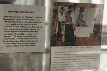 An image on exhibit in the medical museum at the College of Medicine – Phoenix drew controversy to early gynecological experiments on enslaved women before the U.S. Civil War. Recognition was later added to the description about the women’s sacrifice. 