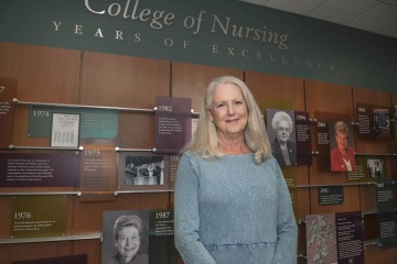 Associate professor Melissa Goldsmith, PhD, RNC, says one of the biggest changes she has seen at the College of Nursing is the availability of online classes, which were nonexistent when she was a student.