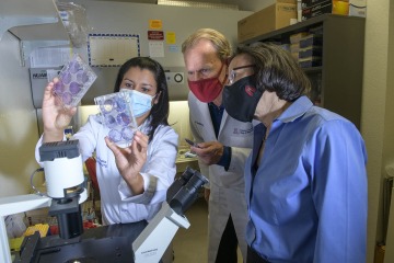 Rounds, pictured with Georg Wondrak, PhD, and Margaret Briehl, PhD, has been conducting original research to identify a potential biomarker for prostate cancer.